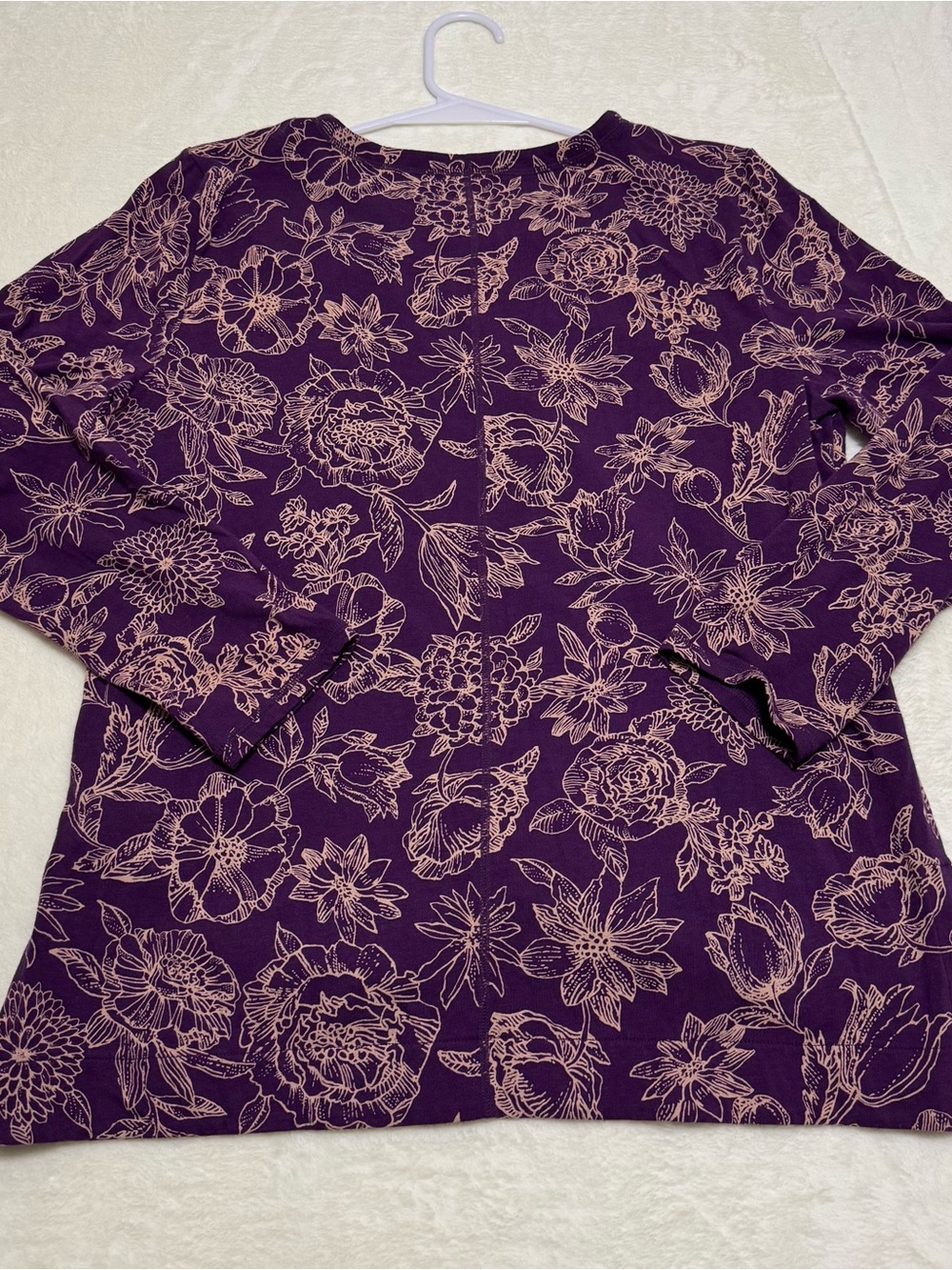 T By Talbots Long Sleeve T-Shirt Top Purple Floral Multi Color Stretch Size Lp - Picture 2 of 8